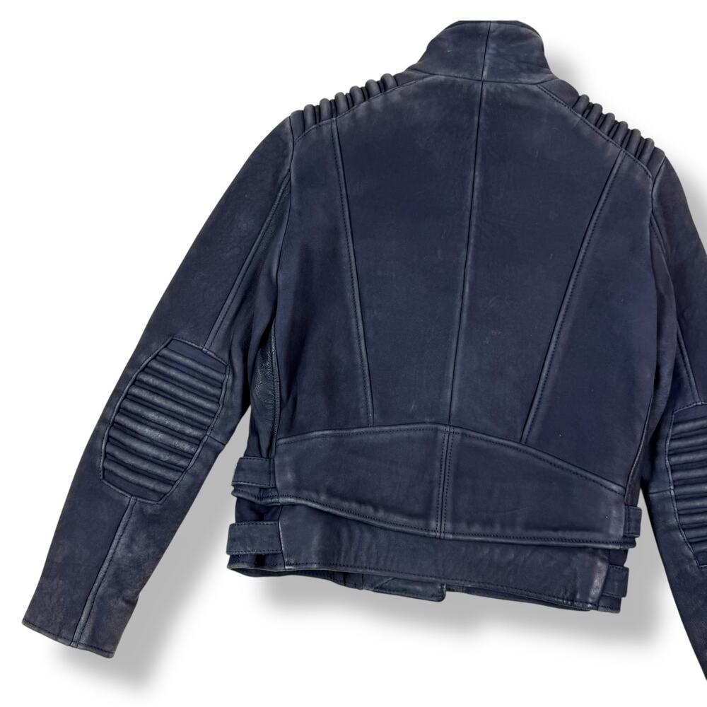 THE KOOPLES blue lamb leather motorcycle biker jacket - Picture 16 of 16